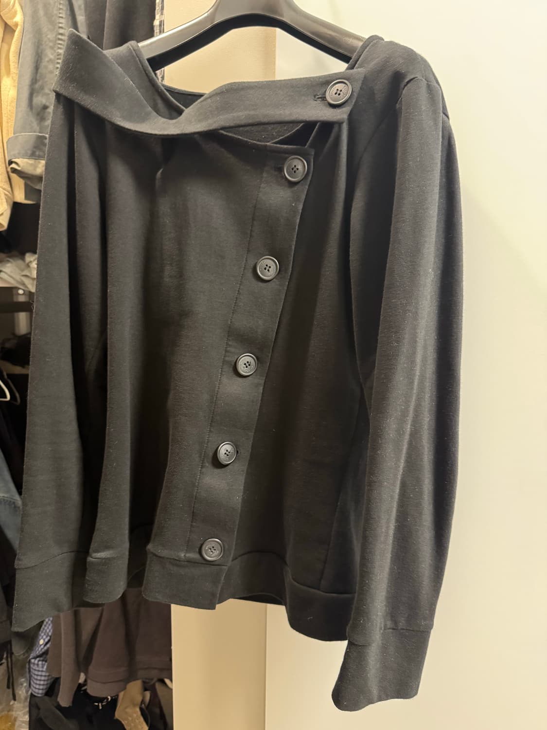 오스하이 스프링 넥 버튼 후드 블랙 상품이미지4