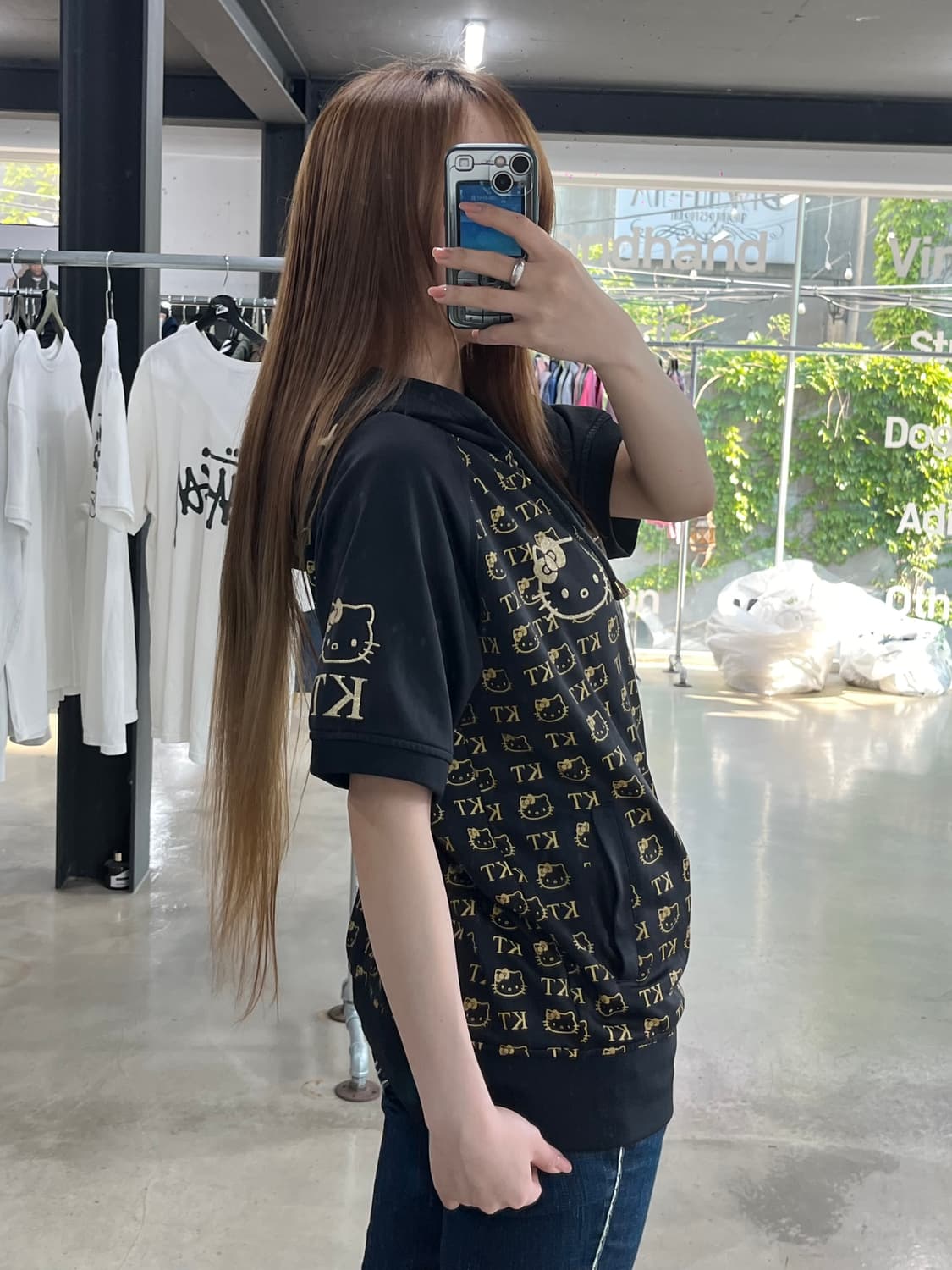 헬로키티 빅백로고 갸루 반팔후드집업 상품이미지2