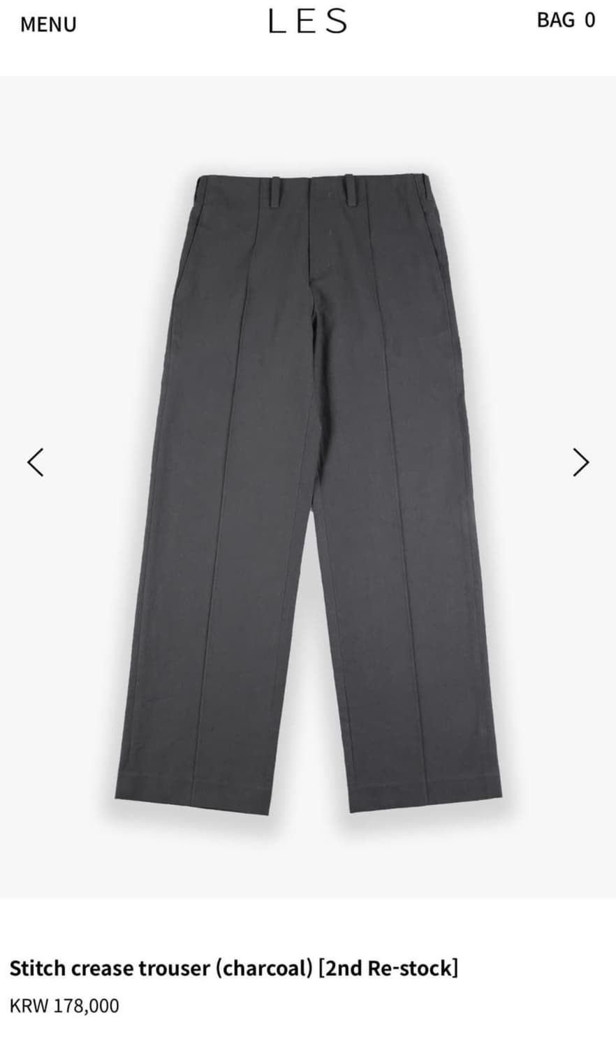 Stitch crease trouser (charcoal) 2사이즈 상품이미지1