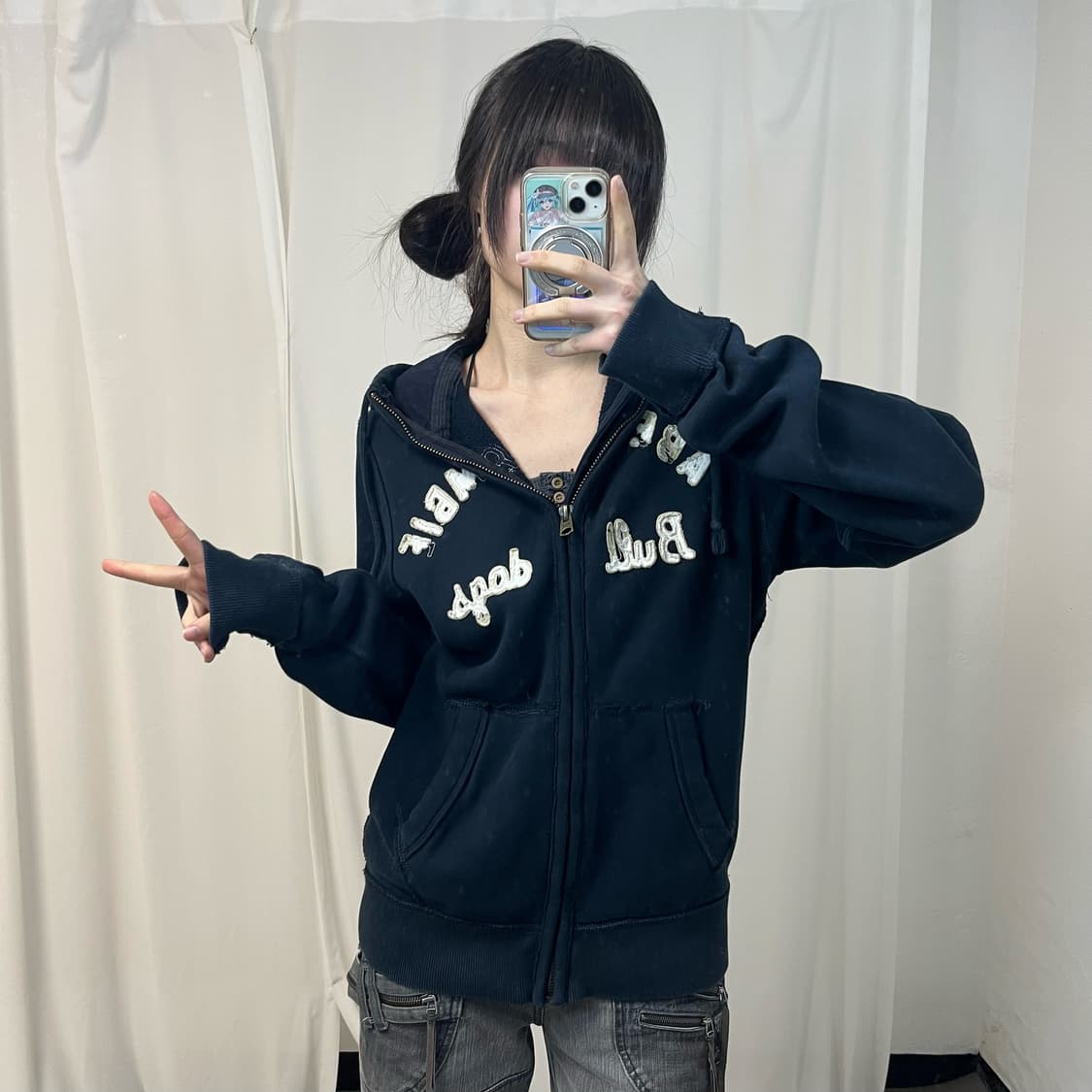 Abercrombie navy zip-up hoodie 상품이미지2