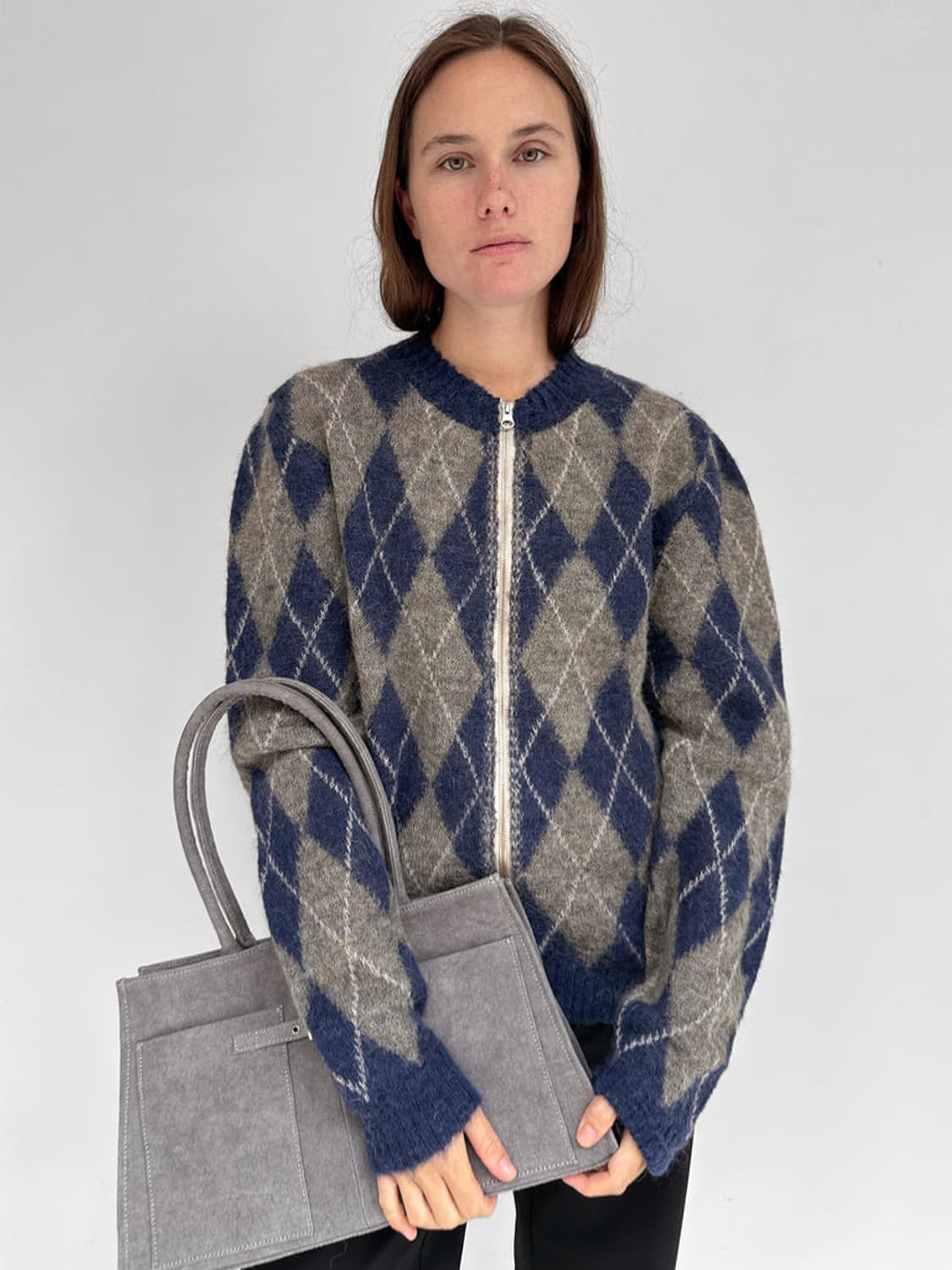 gimaguas 기마구아스 앨리스 아가일 집업 니트 가디건 자켓 XS 상품이미지2