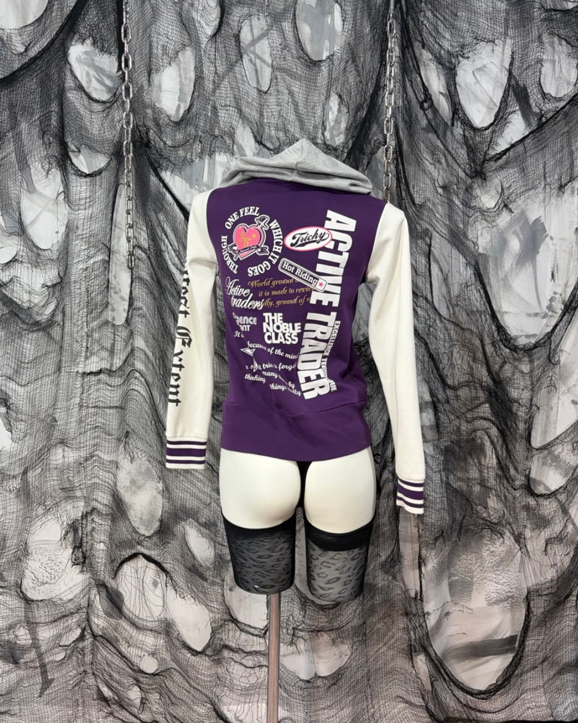 Y2K Kitsch lettering violethoodie zip up 상품이미지4
