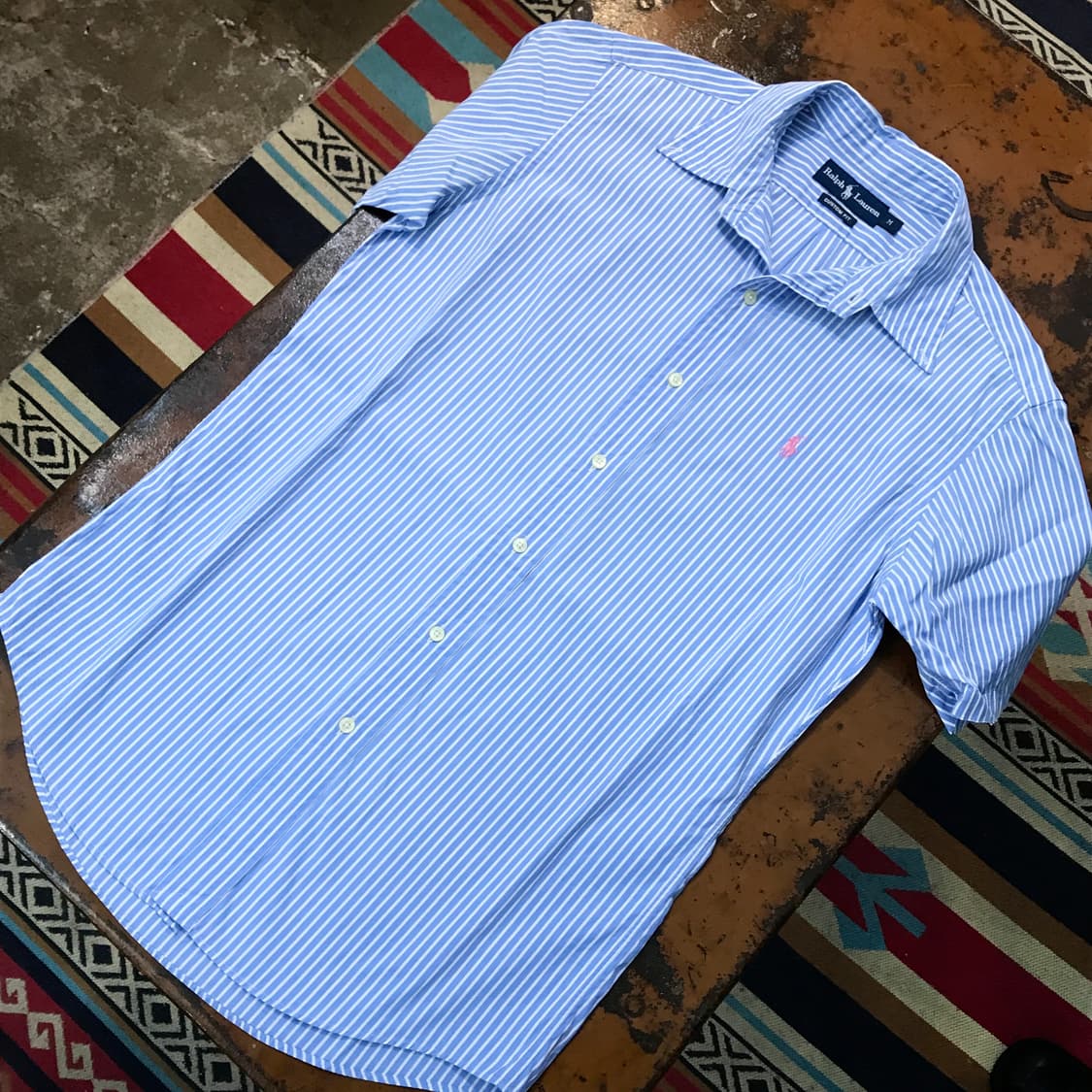 폴로랄프로렌 라이트 블루 스트라이프 반팔 셔츠 남성 105 사이즈 상품이미지2