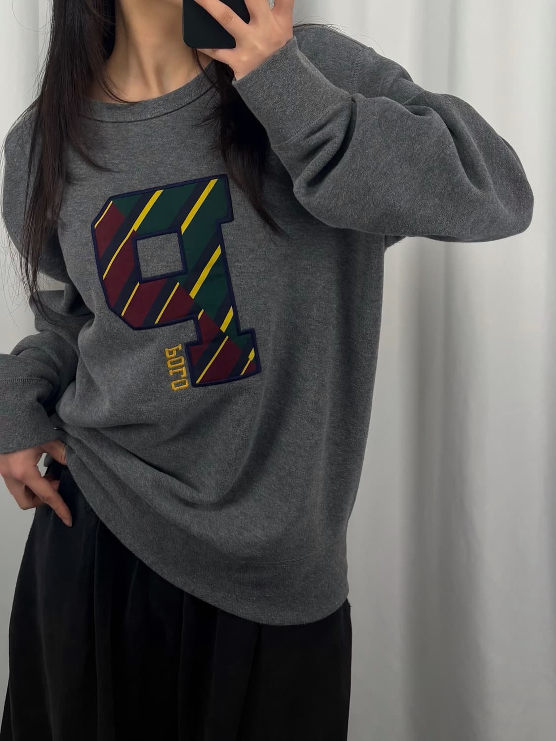 폴로 그레이 플리스 레터맨 스웻셔츠 상품이미지1