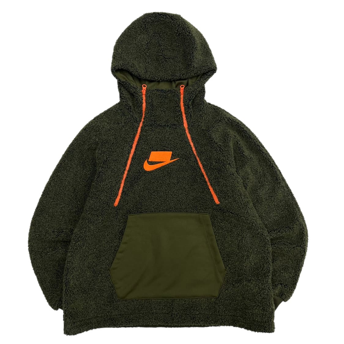 나이키 오렌지 모자이크로고 카키 플리스 후드 S 상품이미지3