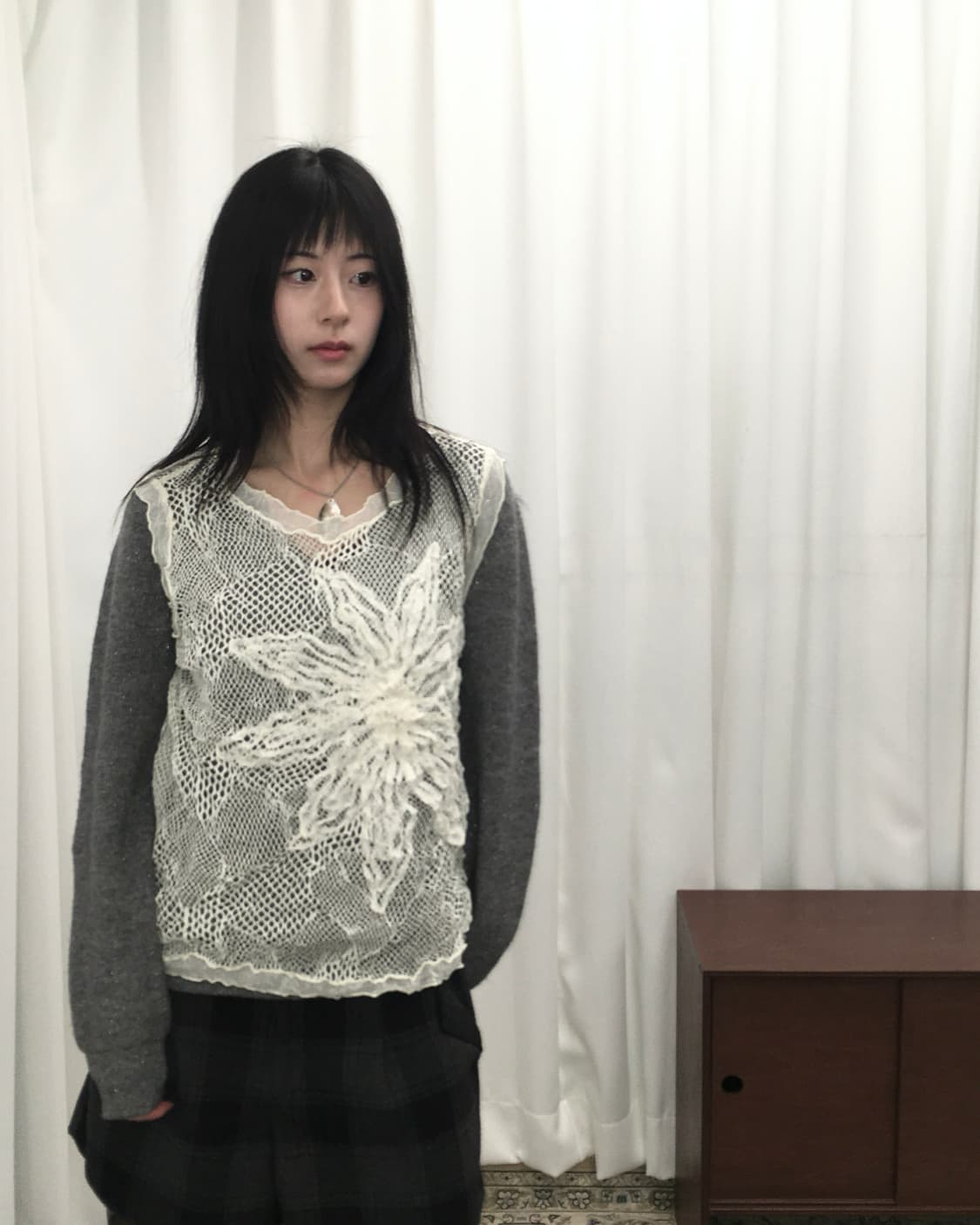 그레이 체크 숏팬츠 상품이미지3