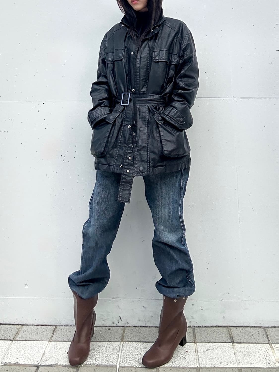 Komodosquare loose buckle leather jacket 상품이미지7