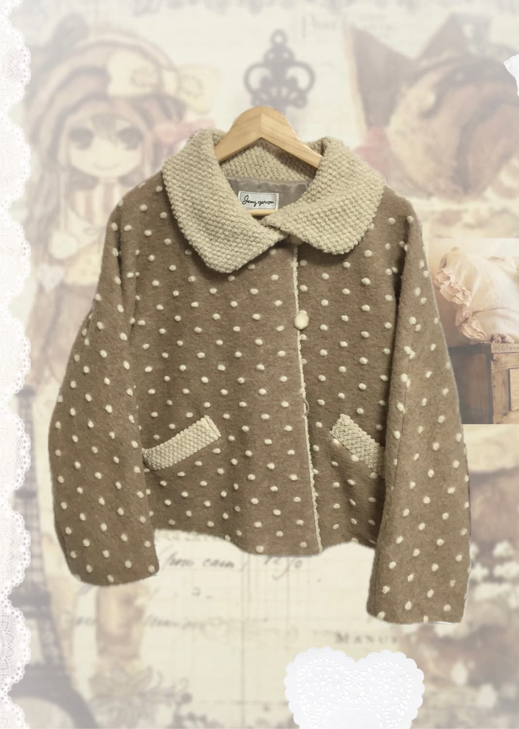 (소장품)빈티지 라떼갸루모리걸 브라운 도트 자켓 상품이미지1