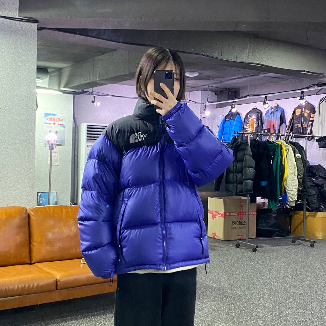 노스페이스 700 블루 퍼플 눕시 구스다운 패딩 B3890 상품이미지1