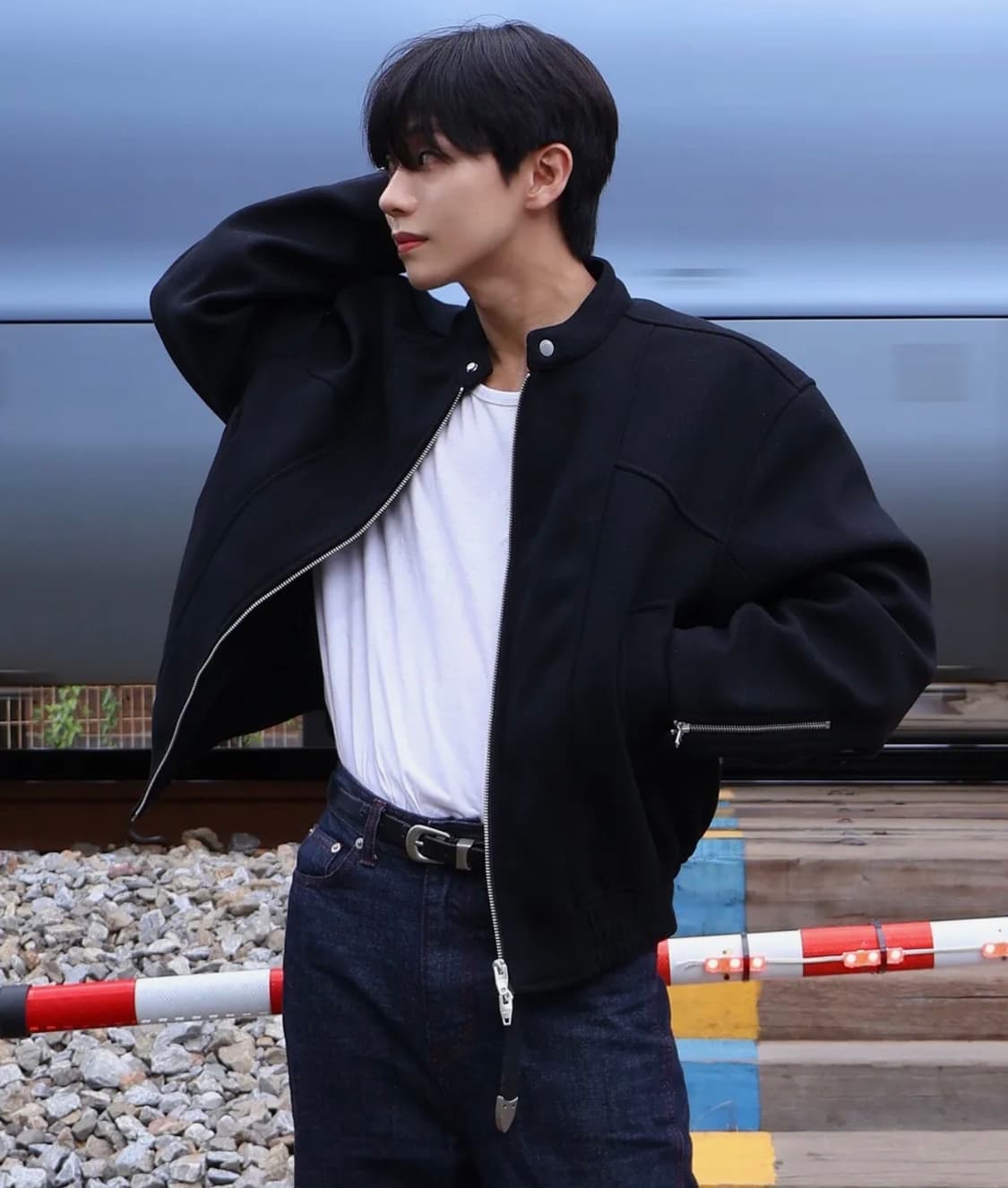 키뮤어 울 숏카라 블루종 블랙 L 상품이미지3