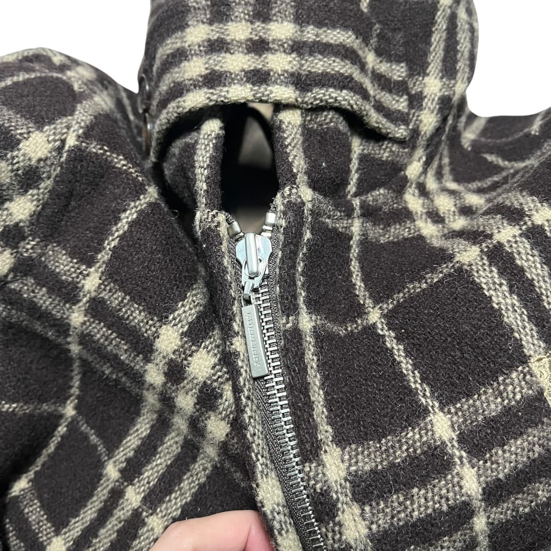 버버리 블루라벨 브라운 체크 울자켓 숏코트 상품이미지5