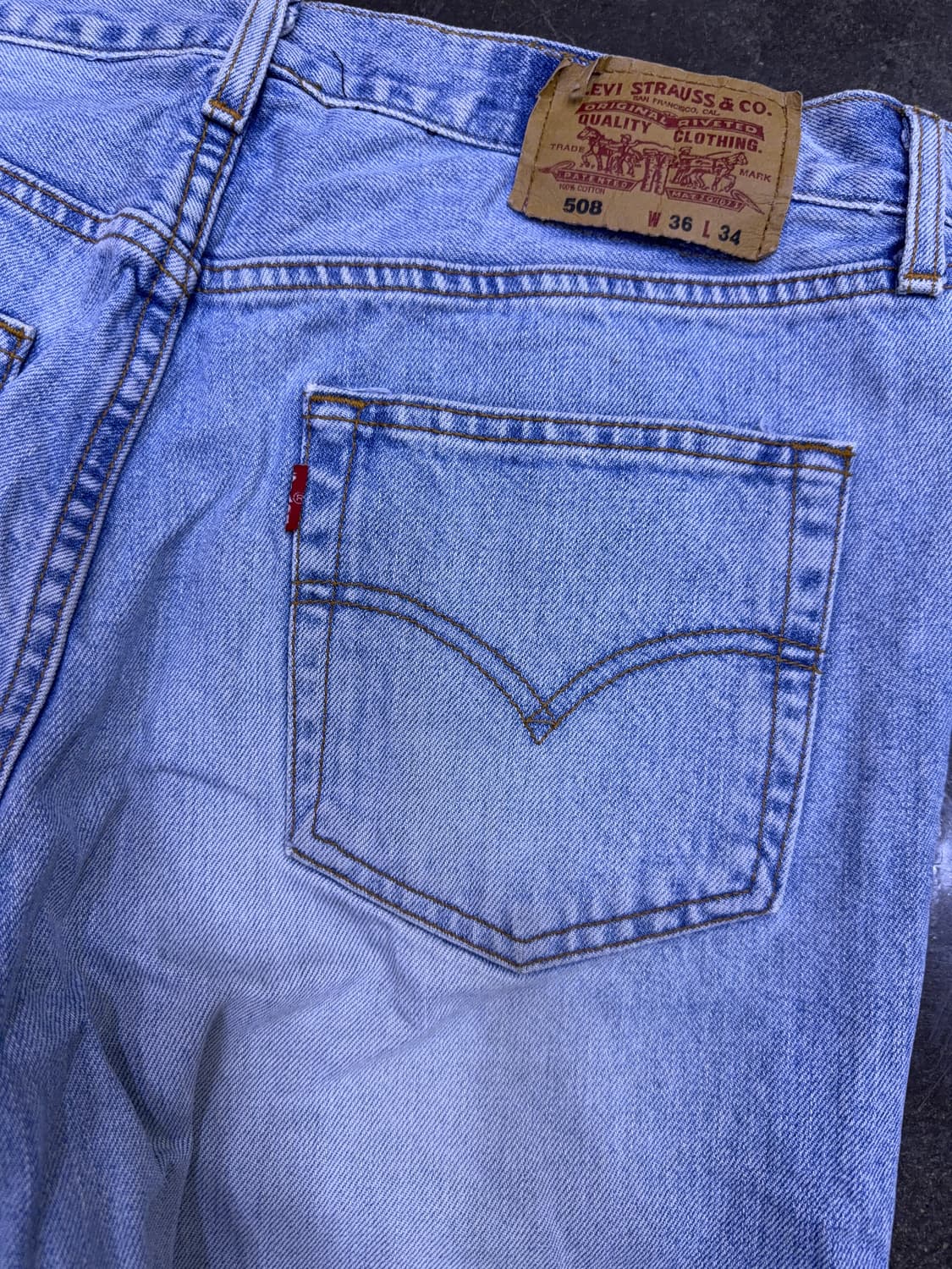 리바이스 508 레귤러 스트레이트핏 00's 코리아탭 워싱 데님팬츠 36 상품이미지8