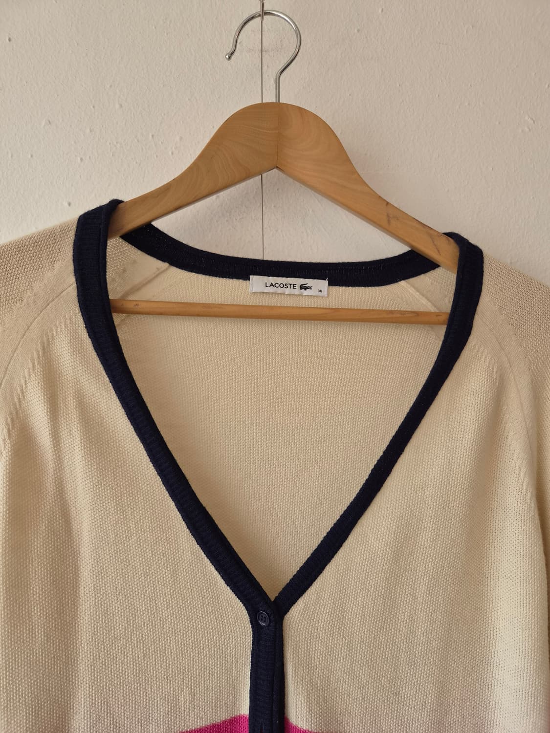 라코스테 여성 울100배색가디건 36가디건 상품이미지1