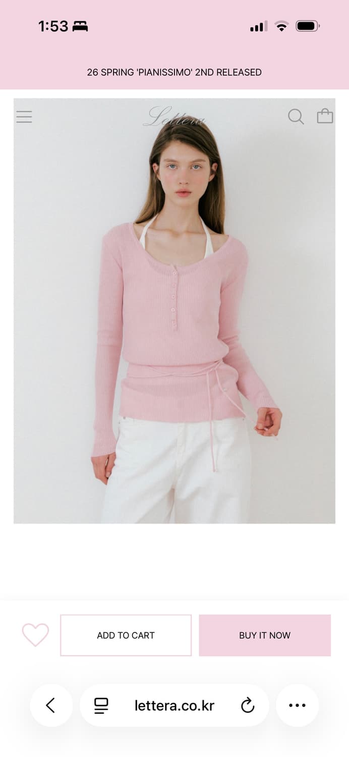 Lettera 레테라 롱 슬림 니트 라이트 핑크 상품이미지3