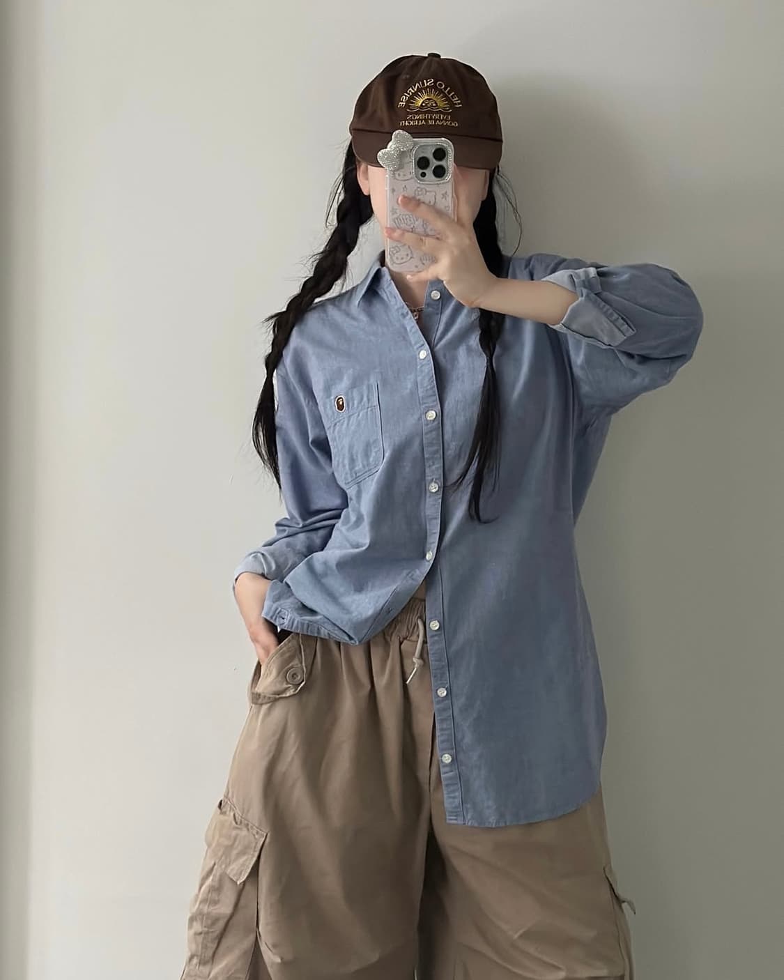 베이프 미니사루 샴브레이 셔츠  상품이미지7