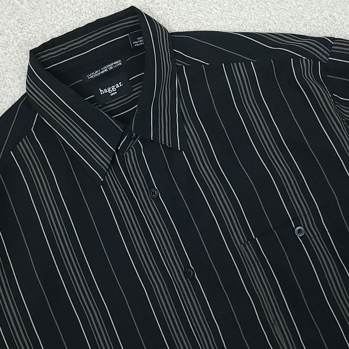 (L)haggar 남자 스트라이프 반팔 셔츠 브라운 갈색 남방 상품이미지2