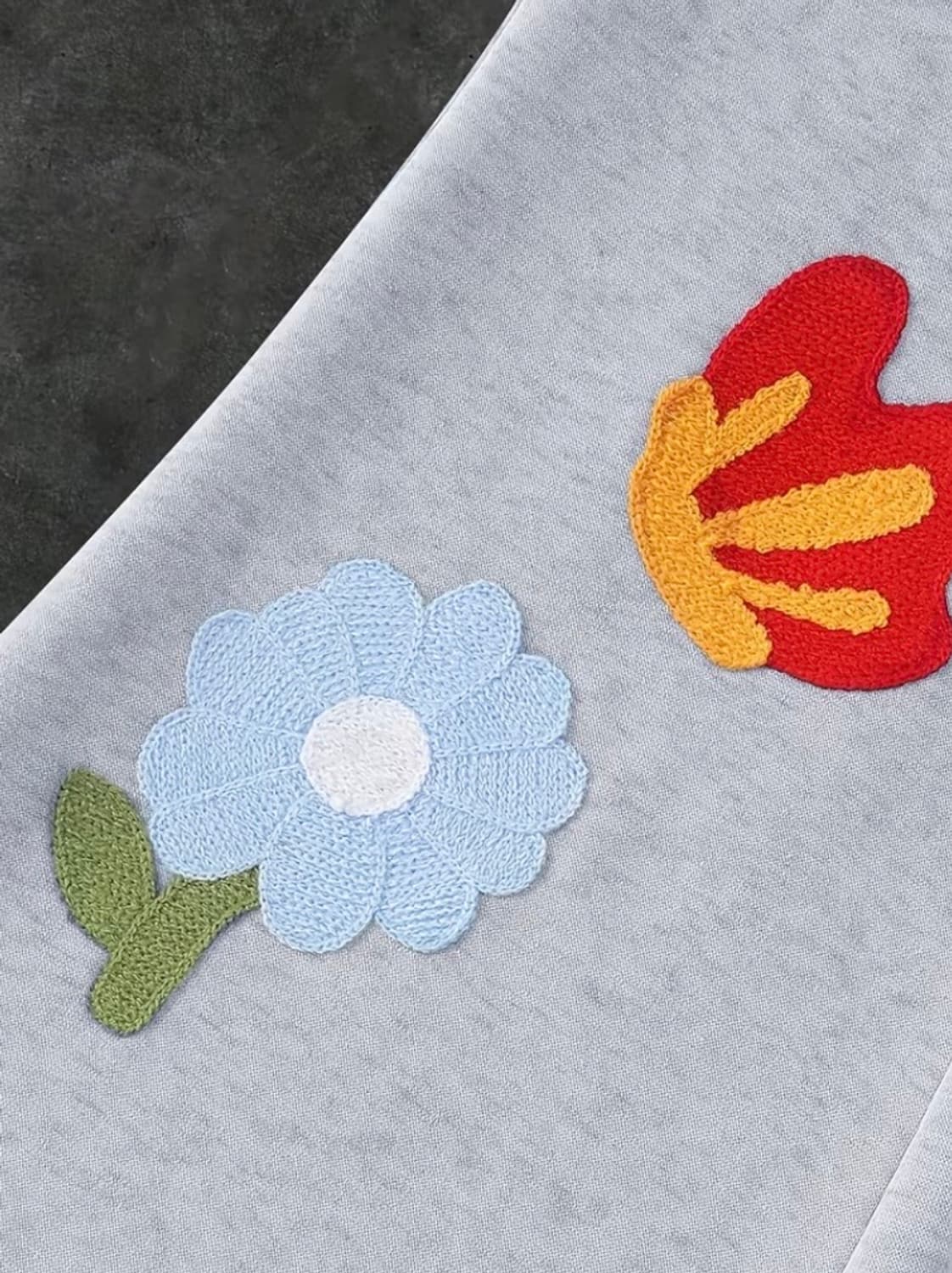 플라워자수 스웻팬츠 그레이 상품이미지2