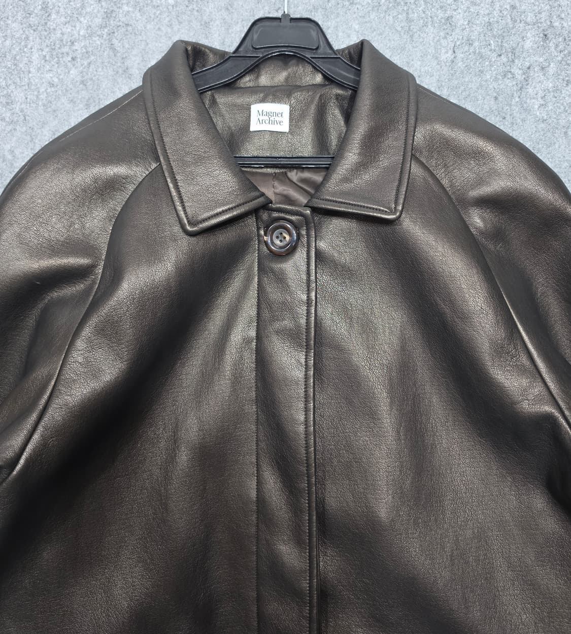 마그넷 아카이브 오버핏 미니멀무드 비건 레더 자켓 가죽 자켓 브라운 상품이미지4