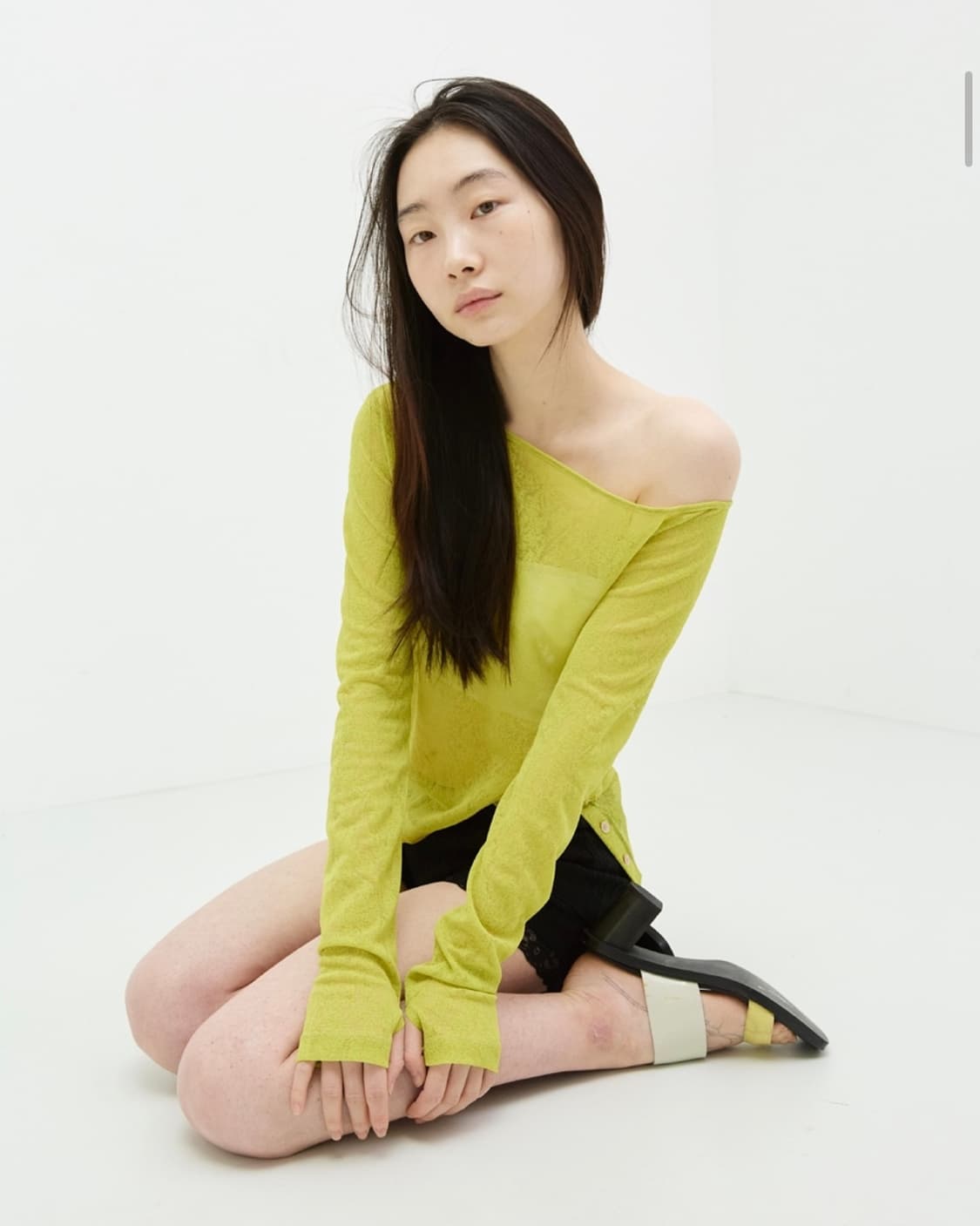 콜로신스 Layered Vintage Button T-Shirt Lime 상품이미지2