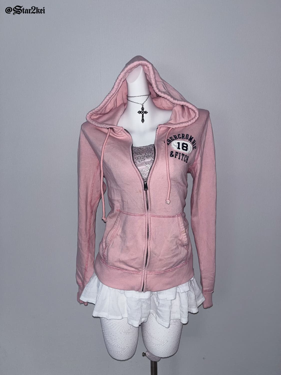 A&F 딸기우유 핑크 후드집업 상품이미지1