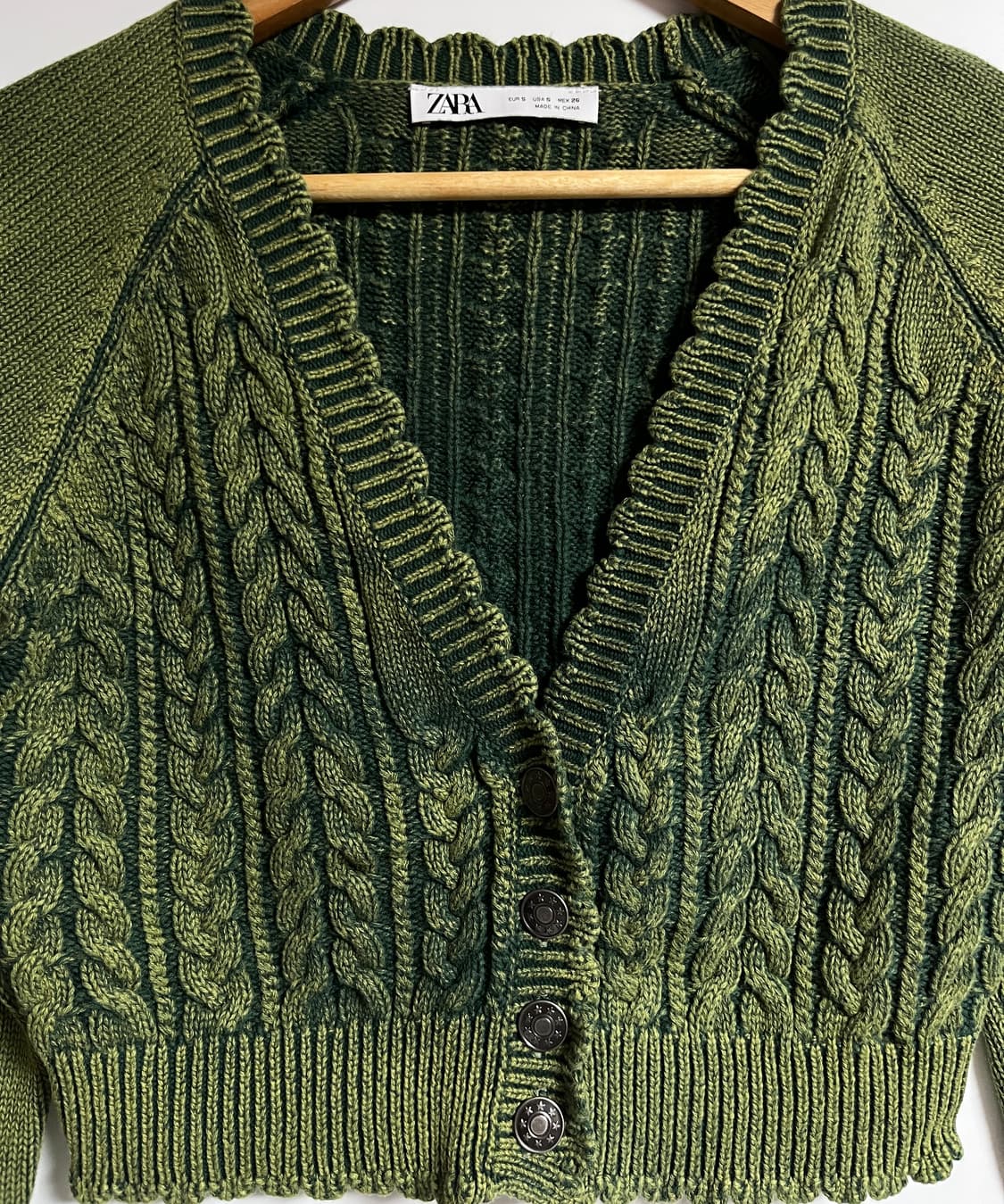 자라 피그먼트 워싱 케이블 크롭 가디건 S 상품이미지6