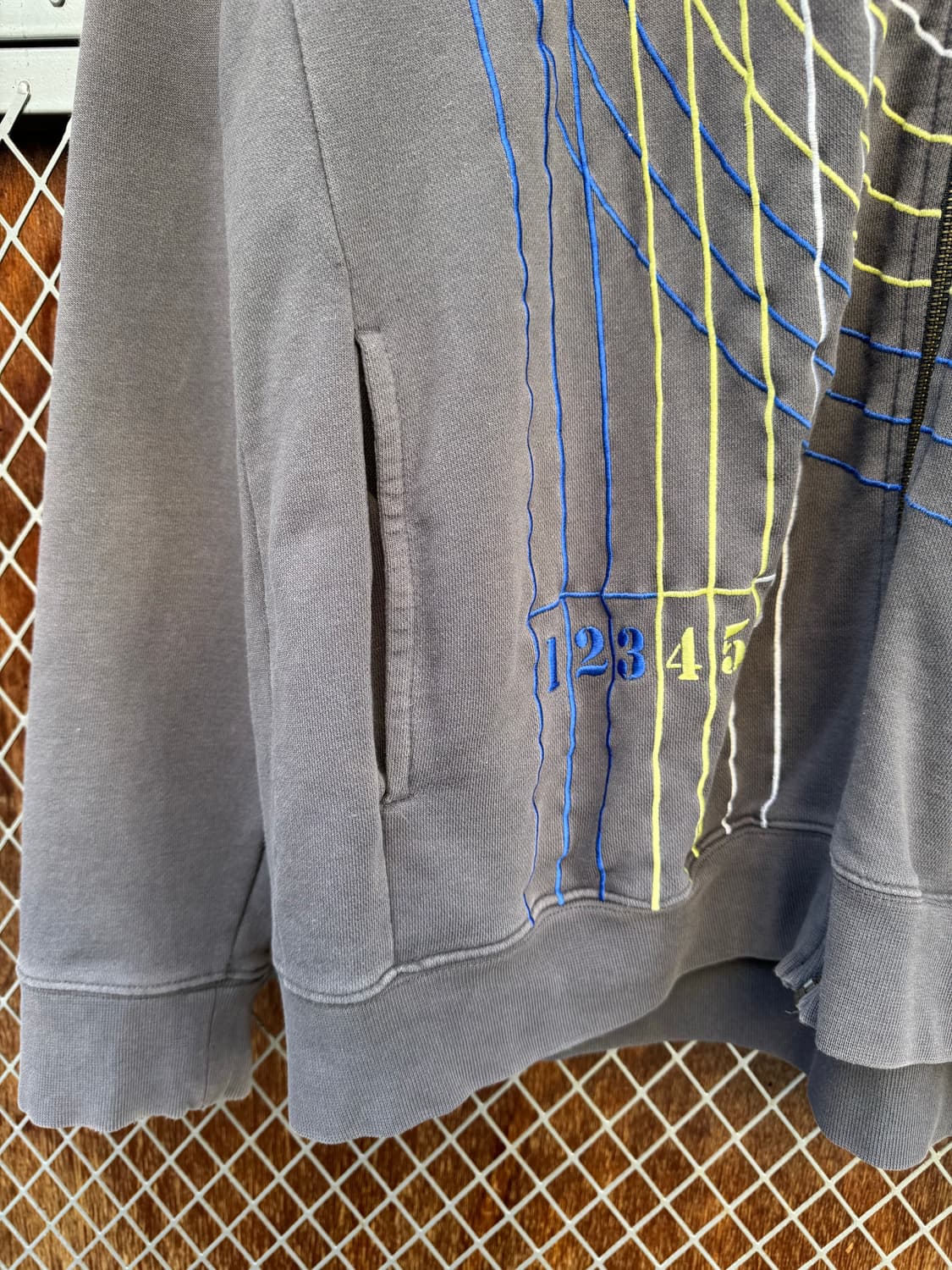 나이키 빈티지 그레이 라인 패턴 자수 포인트 후드집업 XL 상품이미지4