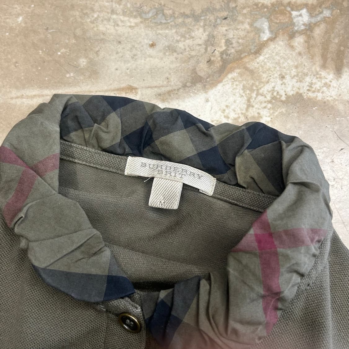 M 버버리 여성용 카키 카라 반팔 티셔츠 상품이미지4