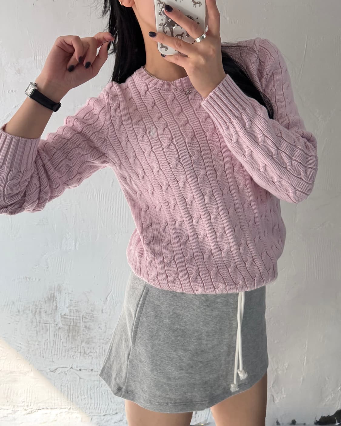 Polo 랄프로렌 우먼 베이비핑크컬러 코튼 케이블 니트 상품이미지2