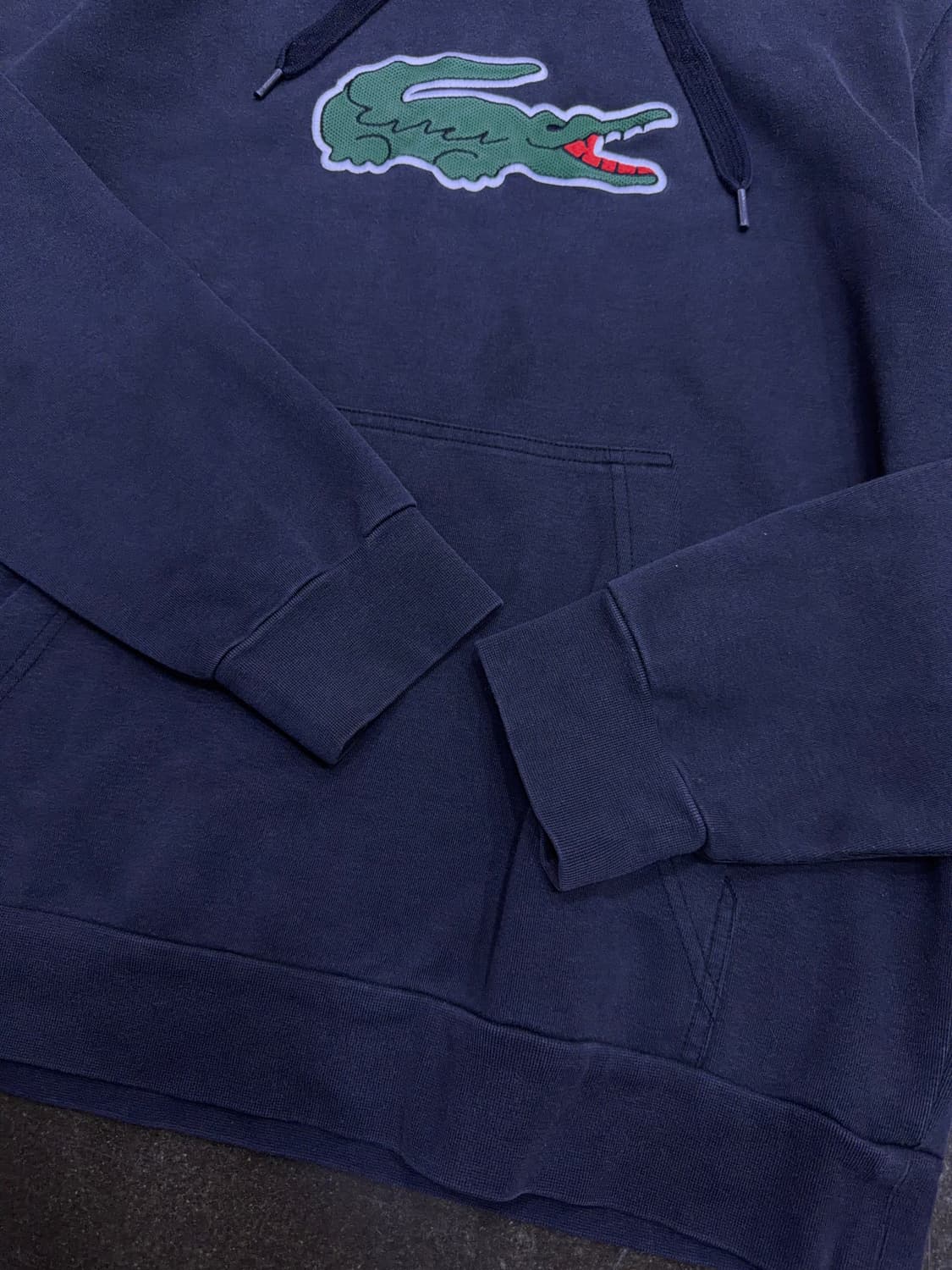 라코스테 빅로고 패치 자수 후드티 후디 다크그레이 L 상품이미지6