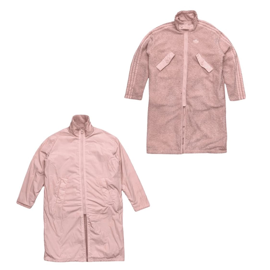 아디다스 우먼즈 양면 쉐르파 롱플리스 후리스 자켓 핑크 OS 상품이미지1