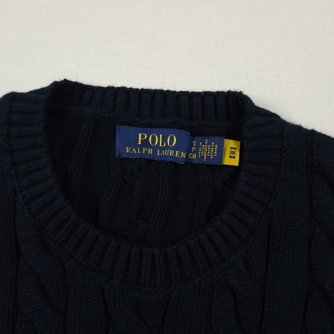 S(90)폴로 랄프로렌 라운드 케이블니트 네이비 상품이미지4