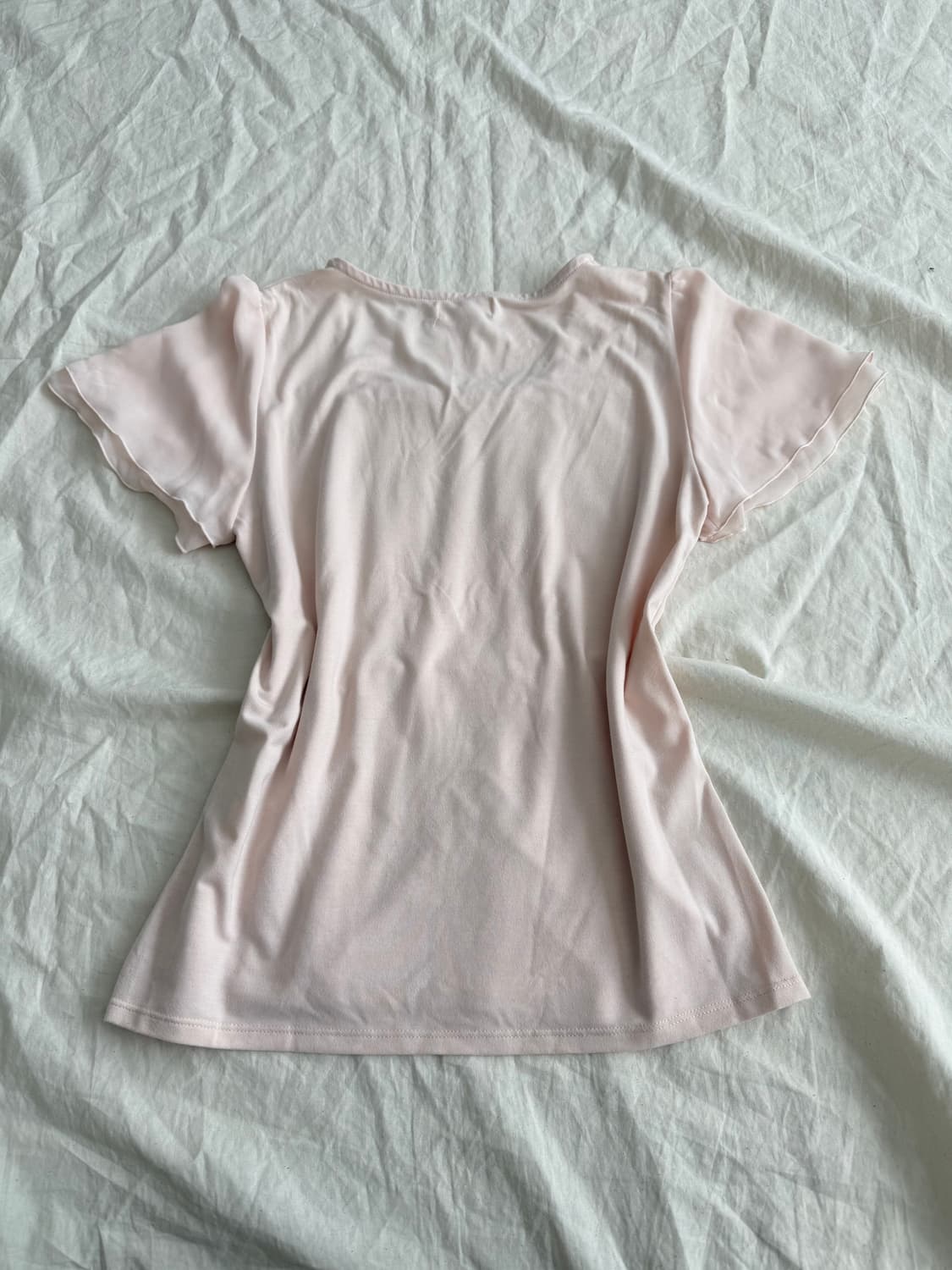 러블리페어리 쉬폰 베이비핑크 반팔 블라우스 상품이미지5