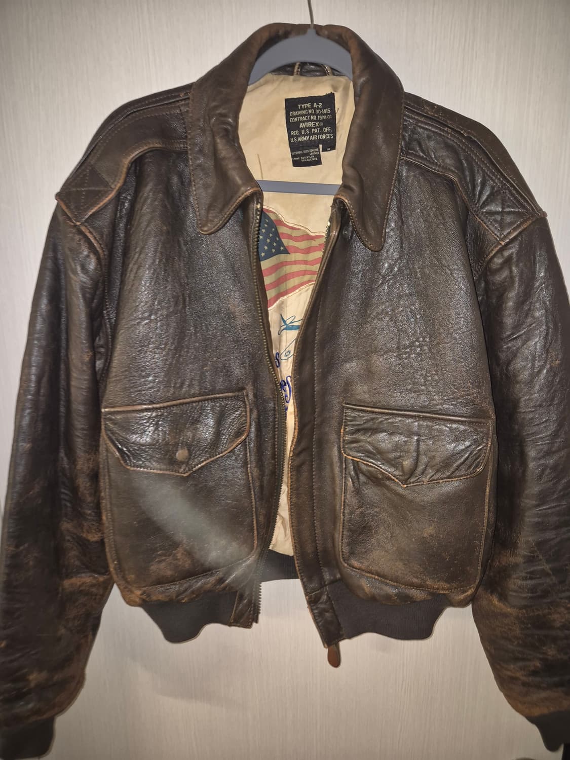 80s - 90s 아비렉스 A-2 가죽 항공점퍼 상품이미지4