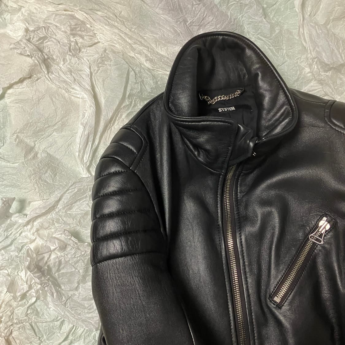 (100) 시스템옴므 램스킨 바이커 가죽자켓 상품이미지3
