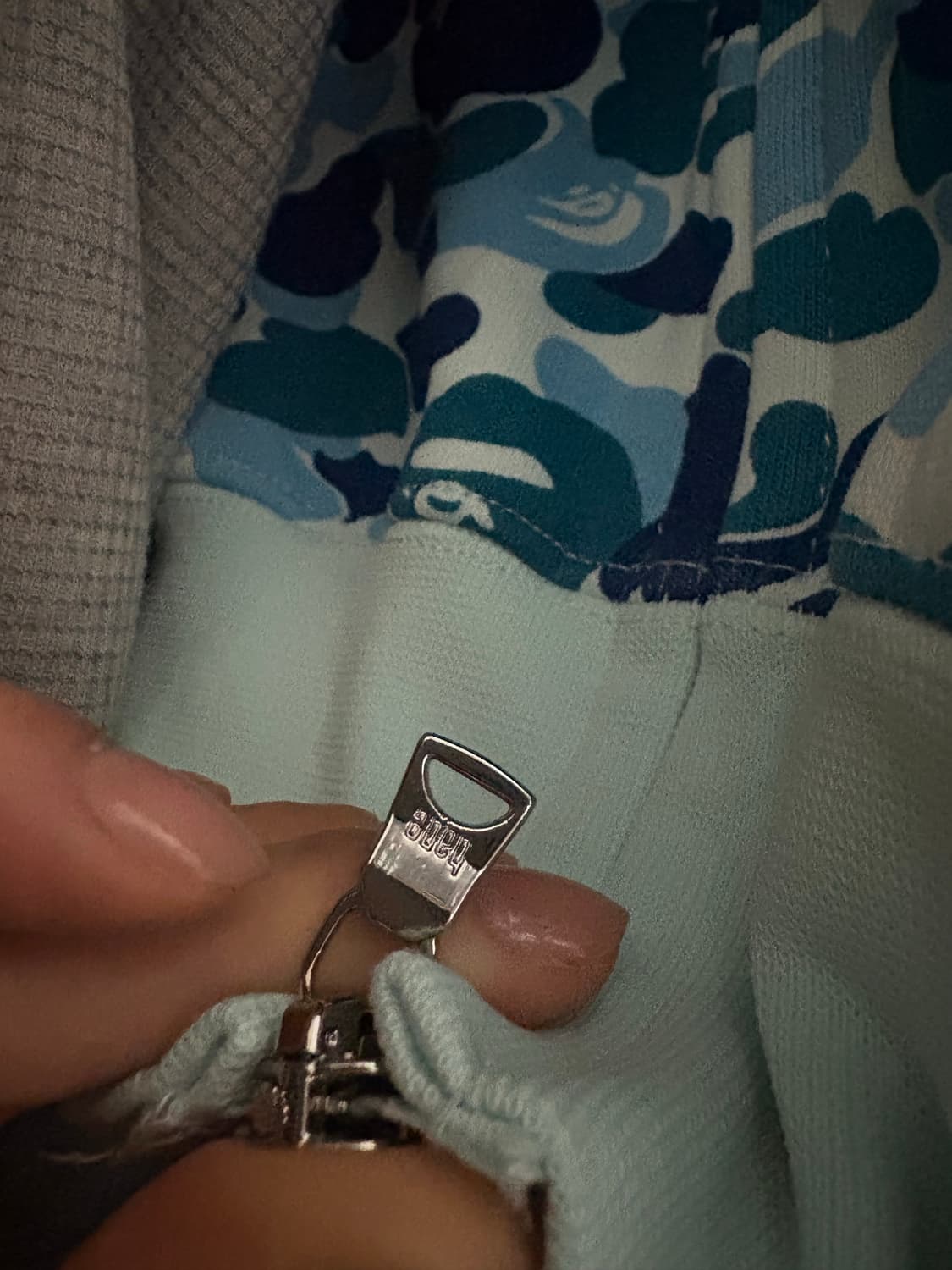 베이프 샤츠 블루 후드집업 M size 상품이미지3