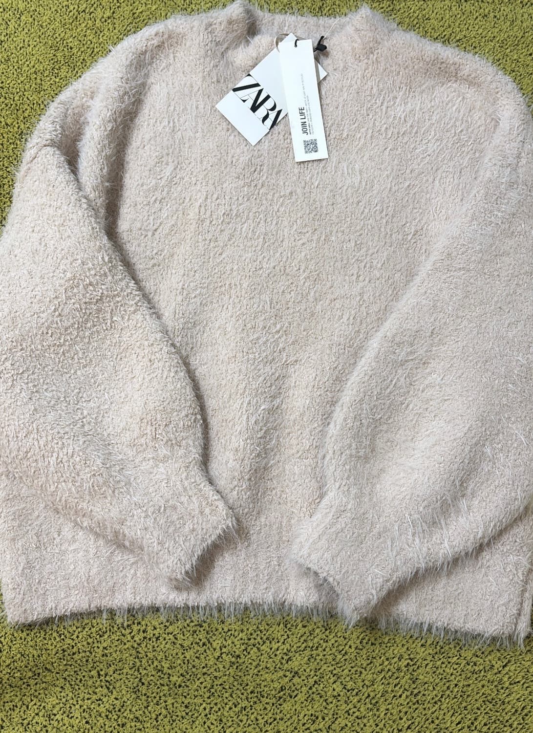 새 상품 ) 자라 ZARA 퍼 니트 스웨터 아이보리 S 상품이미지2