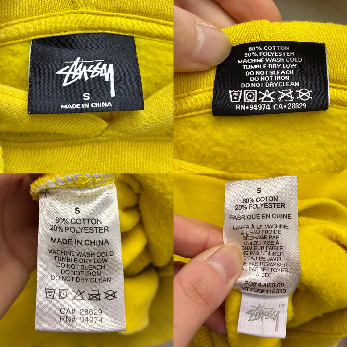 (S/97)Stussy 스투시 오벌 앱 로고 후드티셔츠 옐로우 상품이미지10