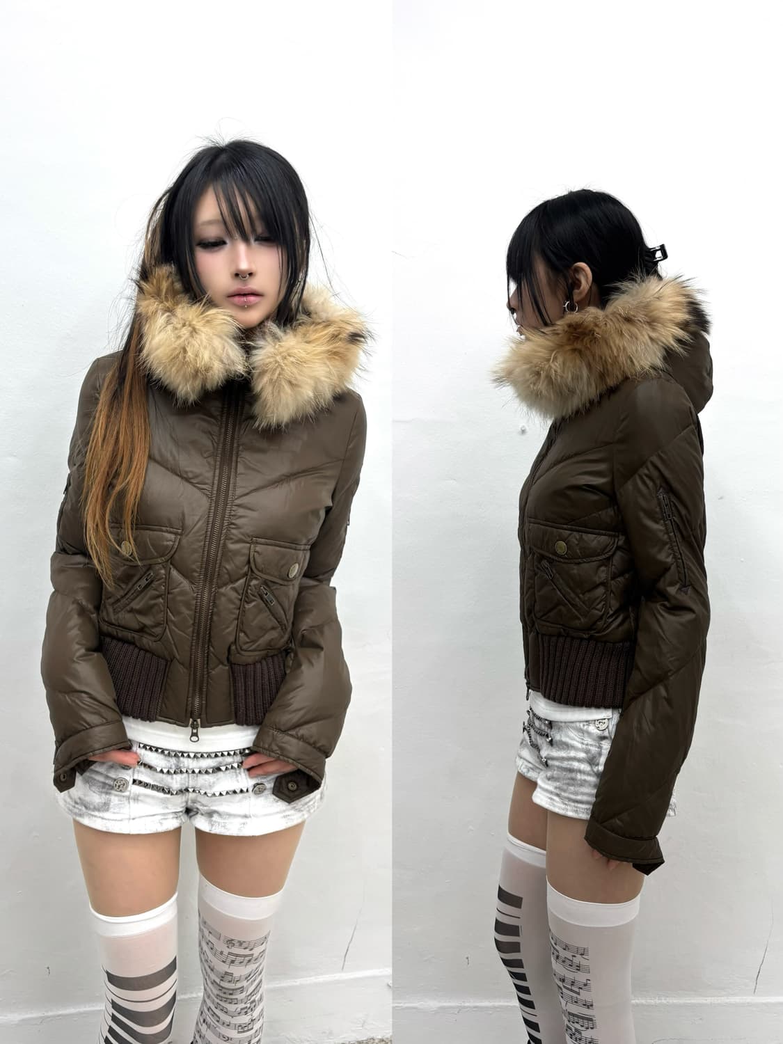 Black by Moussy fur trimmed ribbed parka 상품이미지1