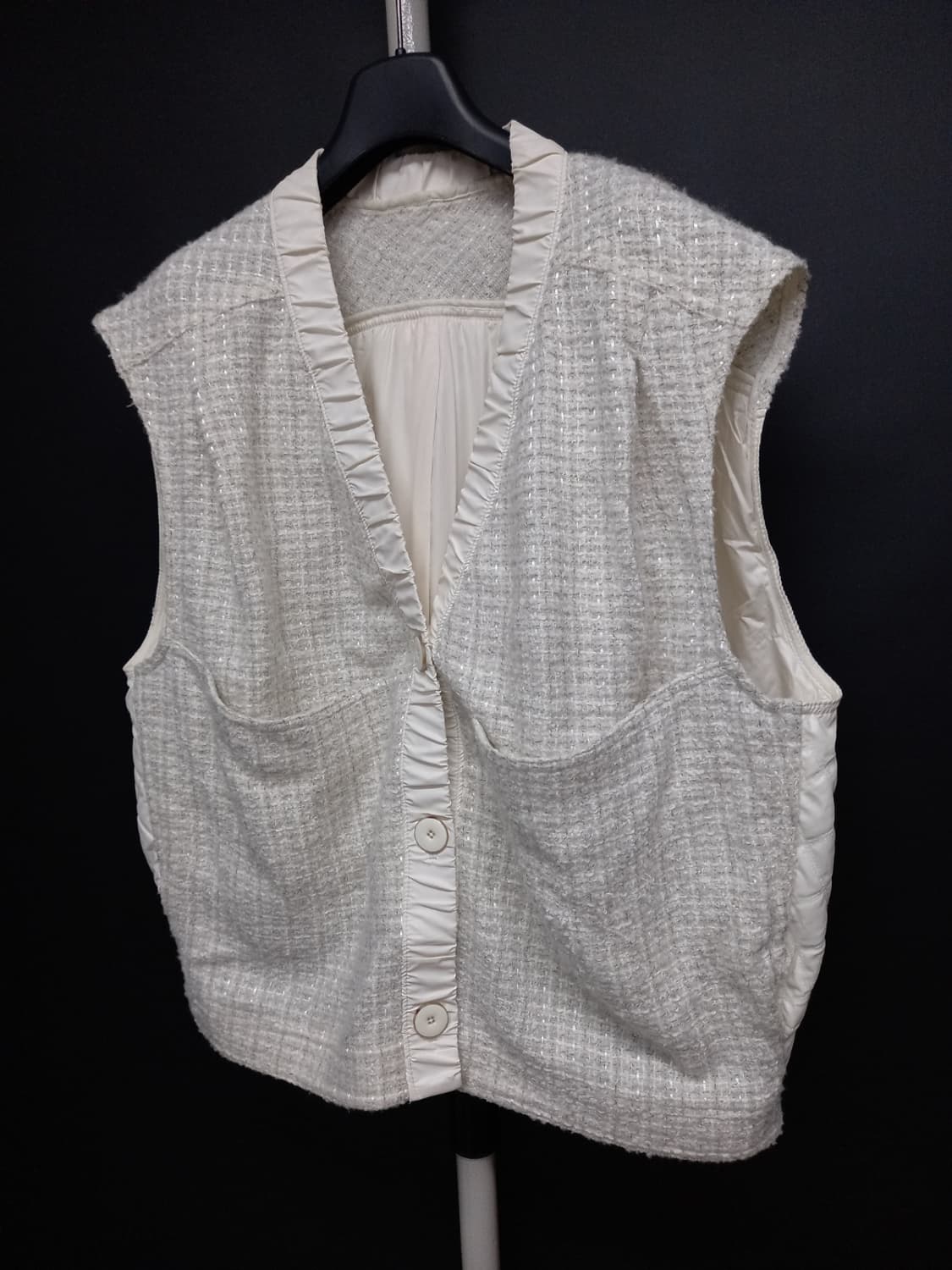 시스템 춘추동 트위드 인조가죽 베스트 82 55-77 상품이미지3