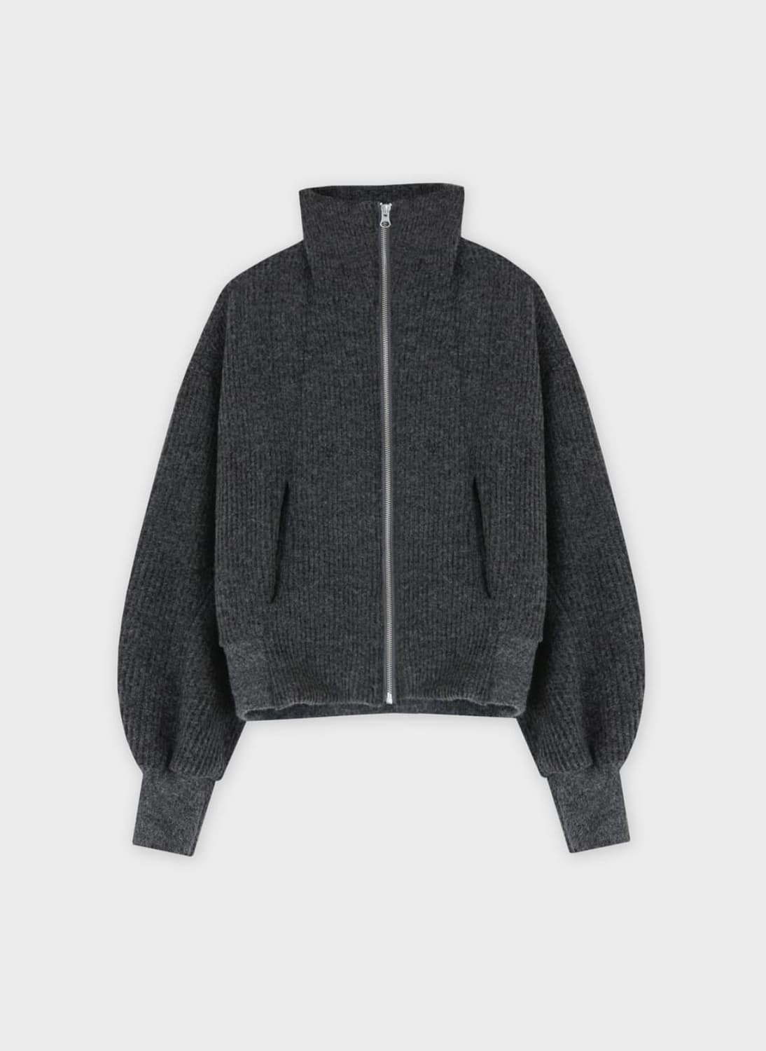 라벨아카이브 퍼지 니트집업 자켓 그레이 상품이미지3