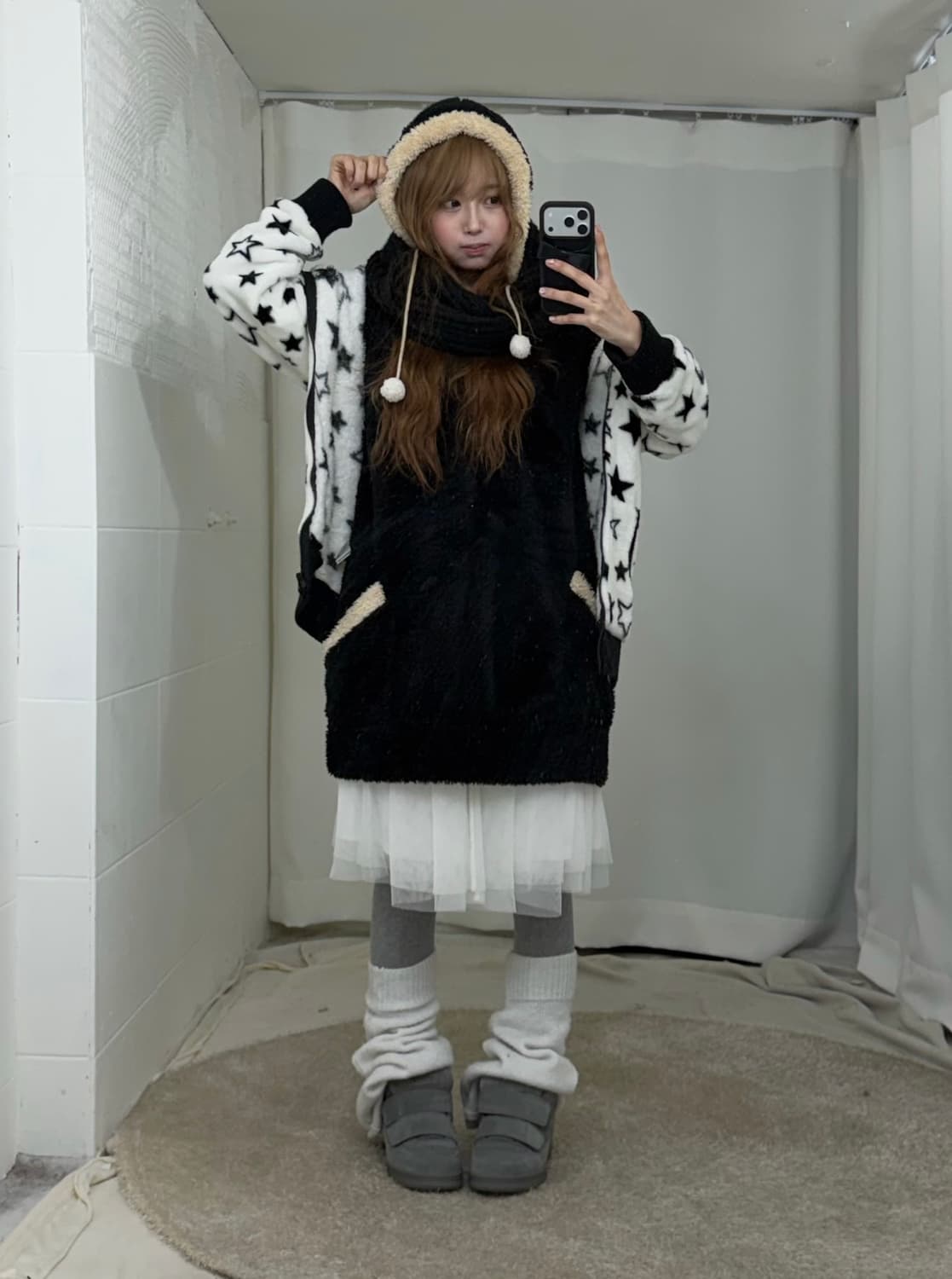 별패턴 곰돌이 무채색 니혼진 오타쿠 코디세트 상품이미지2