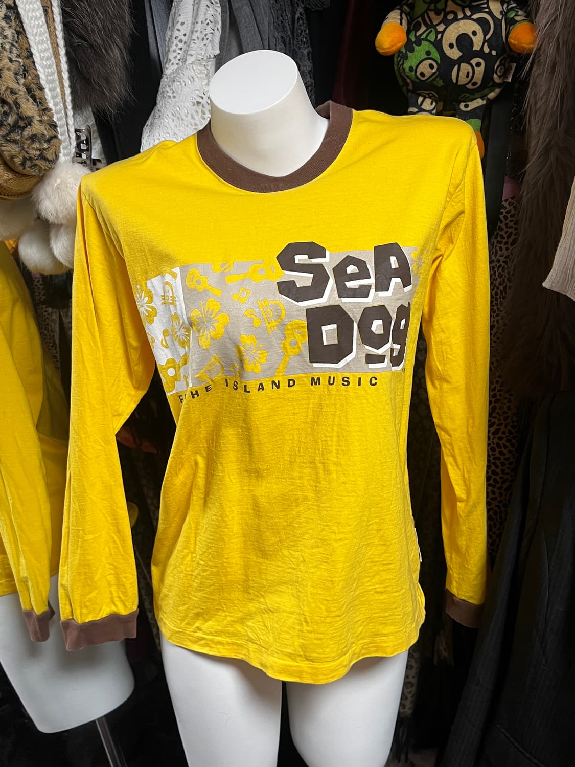 y2k 옐로우 브라운 프린팅 긴팔 상품이미지1