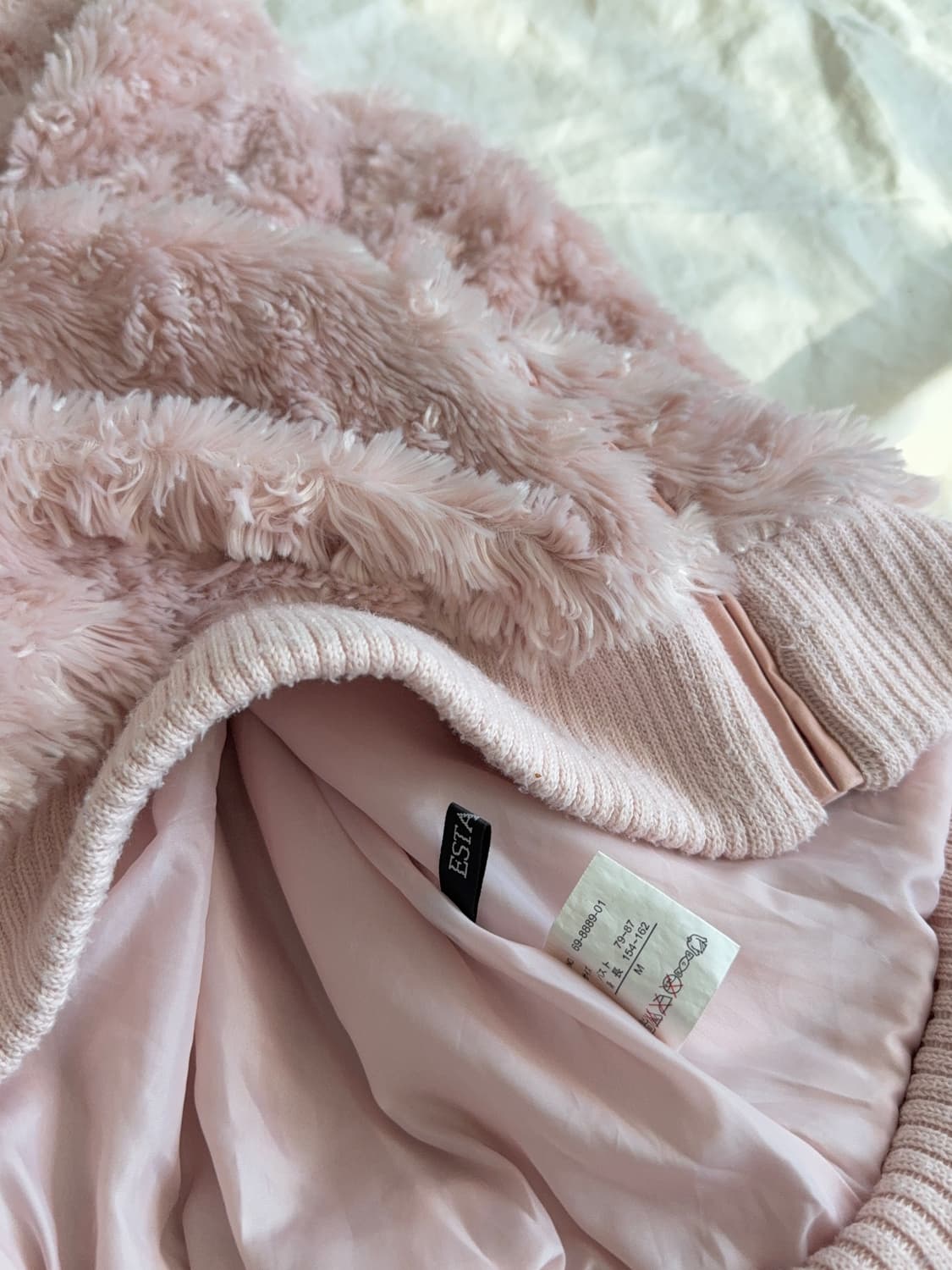 베이비핑크 로걀 갸루 러블리 폭닥 퍼 니트 집업 상품이미지6