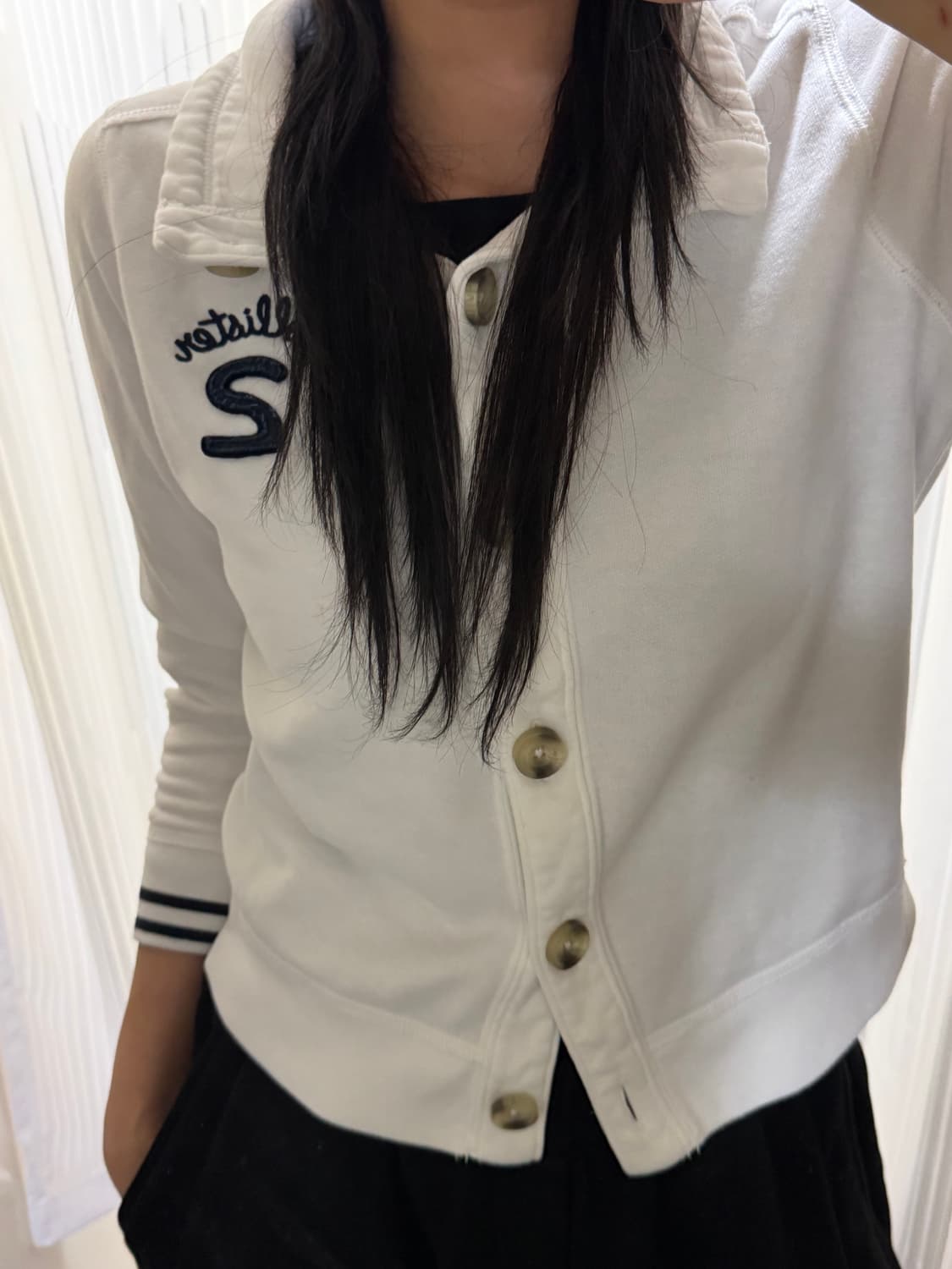 홀리스터 화이트 7부 집업 자켓 L 상품이미지1