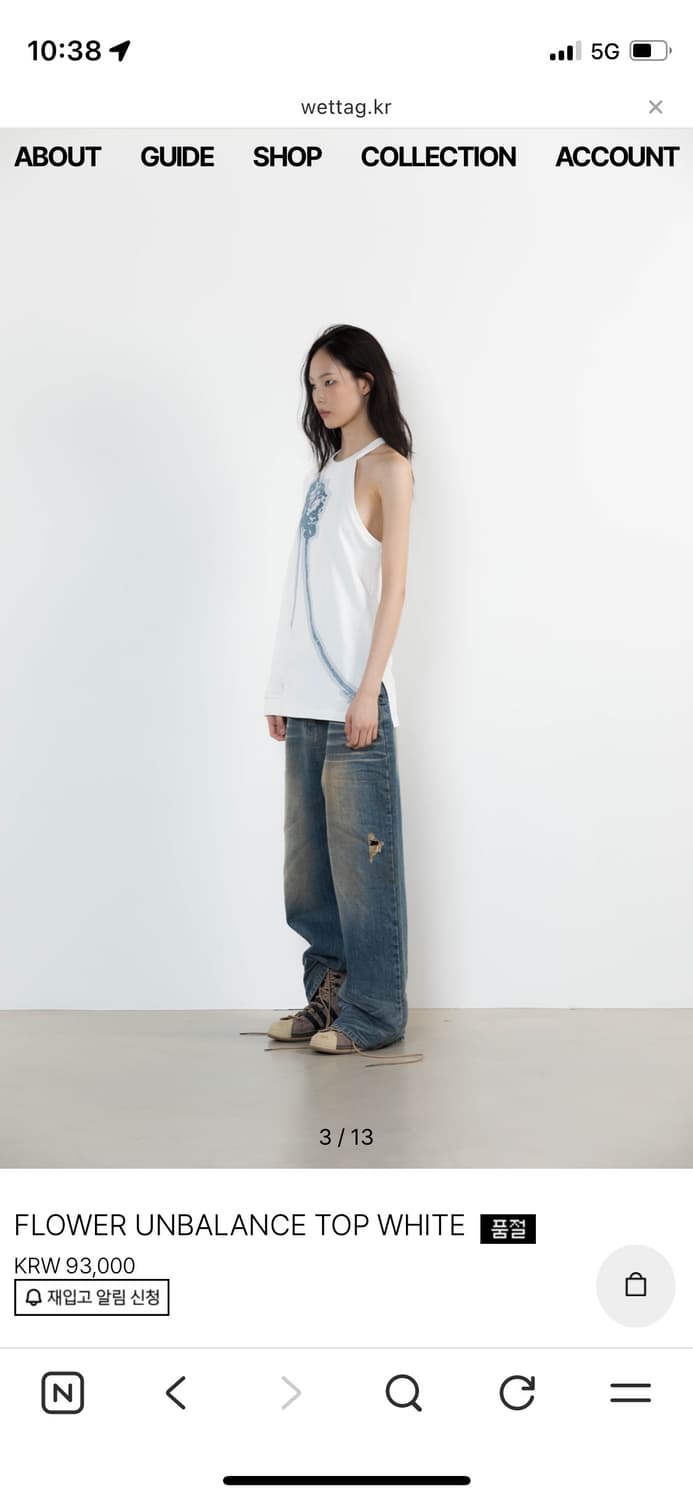 Wet Tag FLOWER UNBALANCE TOP WHITE 상품이미지2