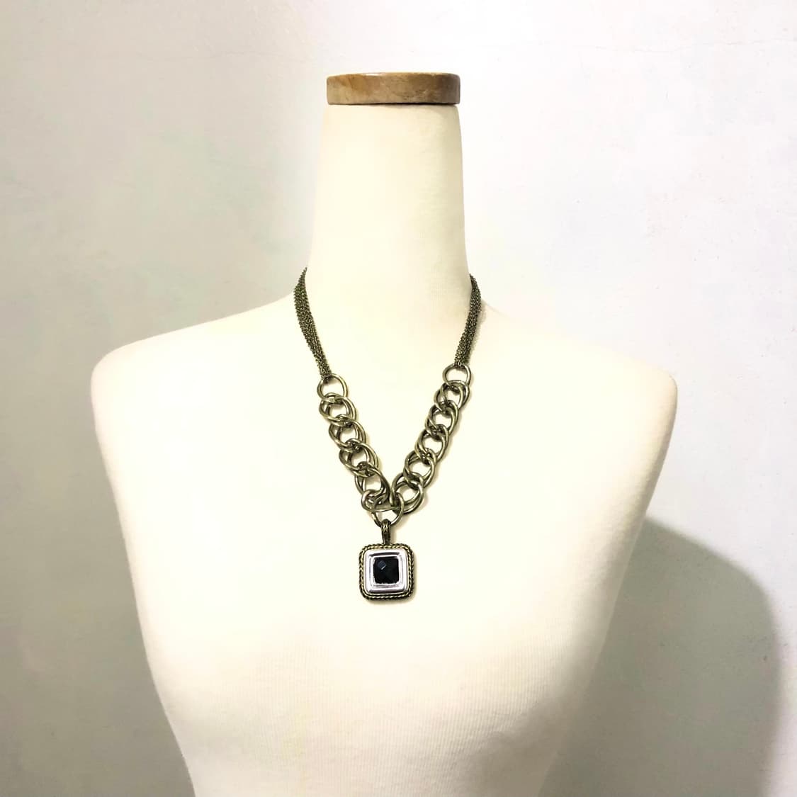 빈티지 골드 링 체인 스퀘어 펜던트 목걸이 갸루 펑크 긱시크 오리엔탈 상품이미지1