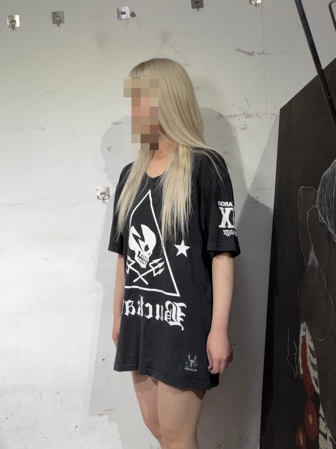 버카루 해골 프린팅 펑크 락티 반팔 티셔츠 L 상품이미지2