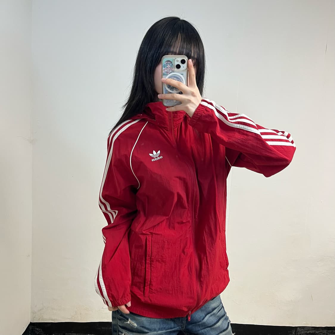 Adidas Originals red Trefoil windbreaker 상품이미지2