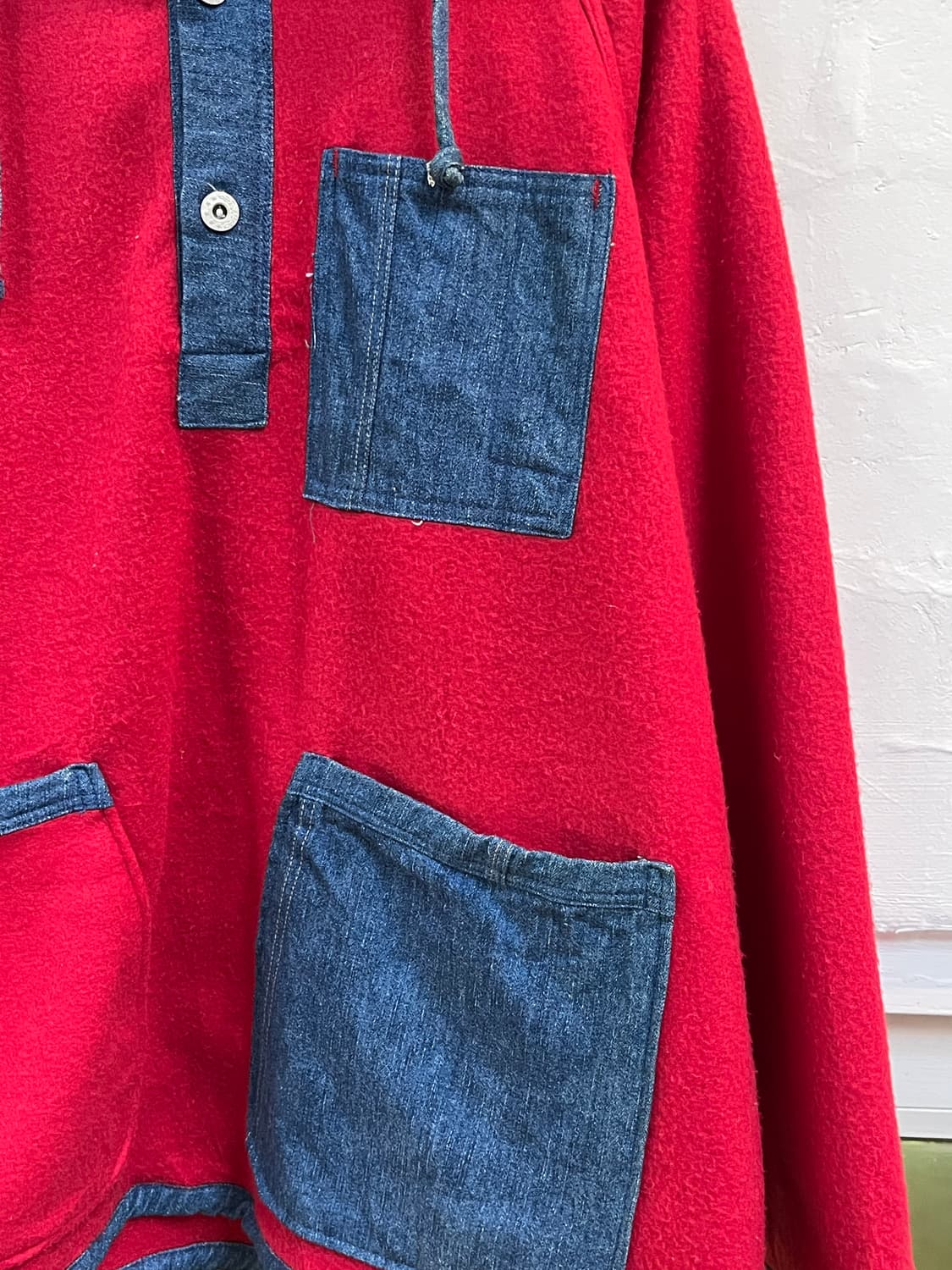 Sports Gear 데님 패치워크 후리스 후드 아노락 M 상품이미지3