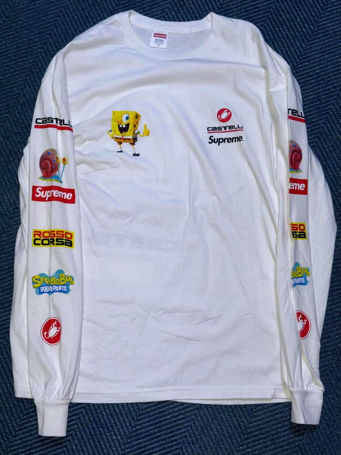 슈프림 x 스폰지밥 카스텔리 레이싱 화이트 롱슬리브 -25SS 상품이미지1